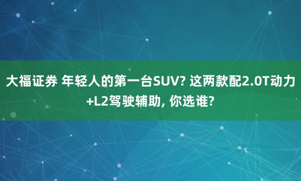 大福证券 年轻人的第一台SUV? 这两款配2.0T动力+L2驾驶辅助, 你选谁?